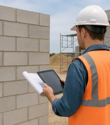 Construction Worker at Masonry Estimation Services Site